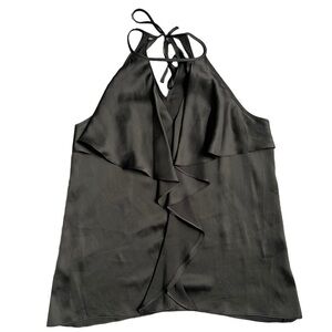 GUESS BLACK SILK TANK TOP FLOWY BLOUSE WITH V NECK AND HALTER TOP SIZE XS